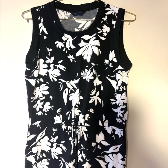 Denver Hayes Black and White Floral Midi Dress, Sz M, drawstring plus pockets - Picture 2 of 12